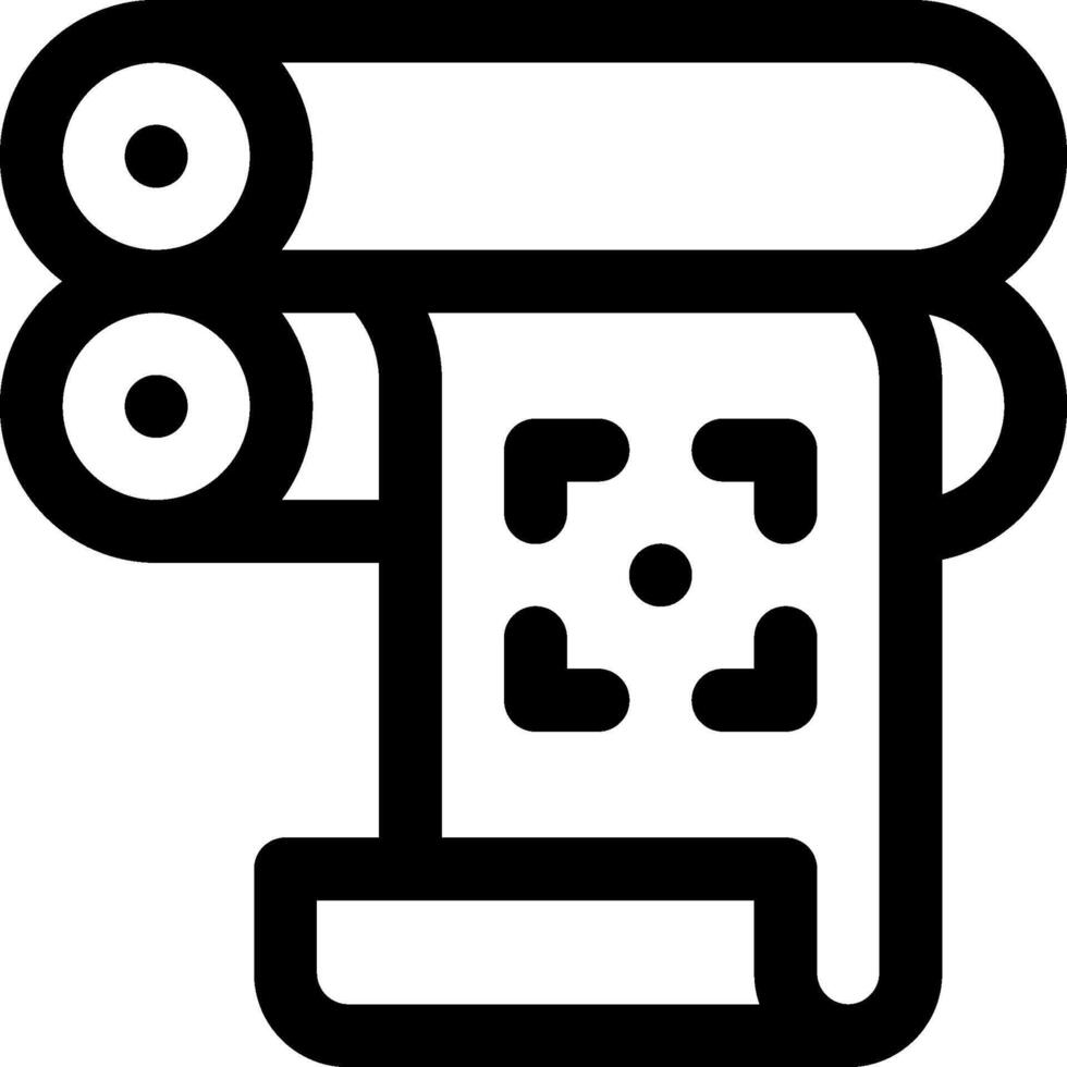 A black and white icon of a roll of paper vector