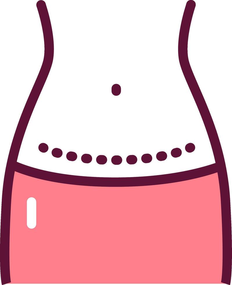 A woman's stomach with a pink top and a small hole vector