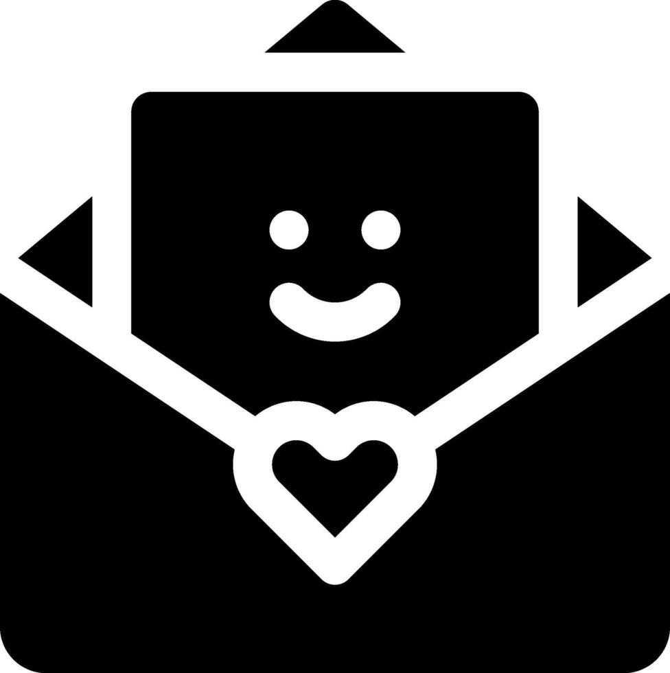 A black and white smiley face with a heart in the envelope vector