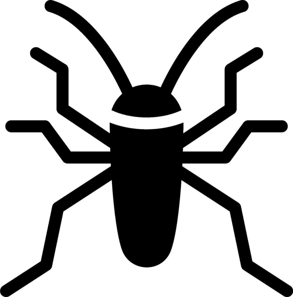 A black and white bug icon on a white background vector