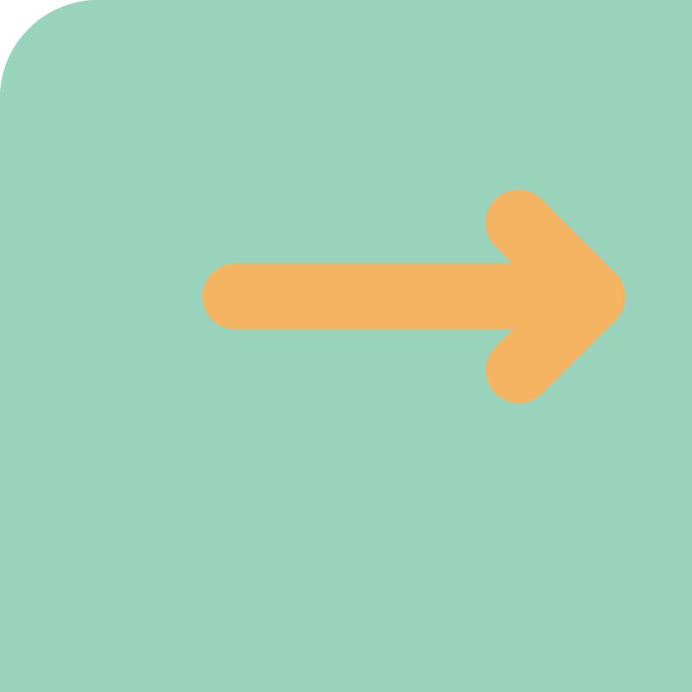 An orange arrow pointing left on a green square vector