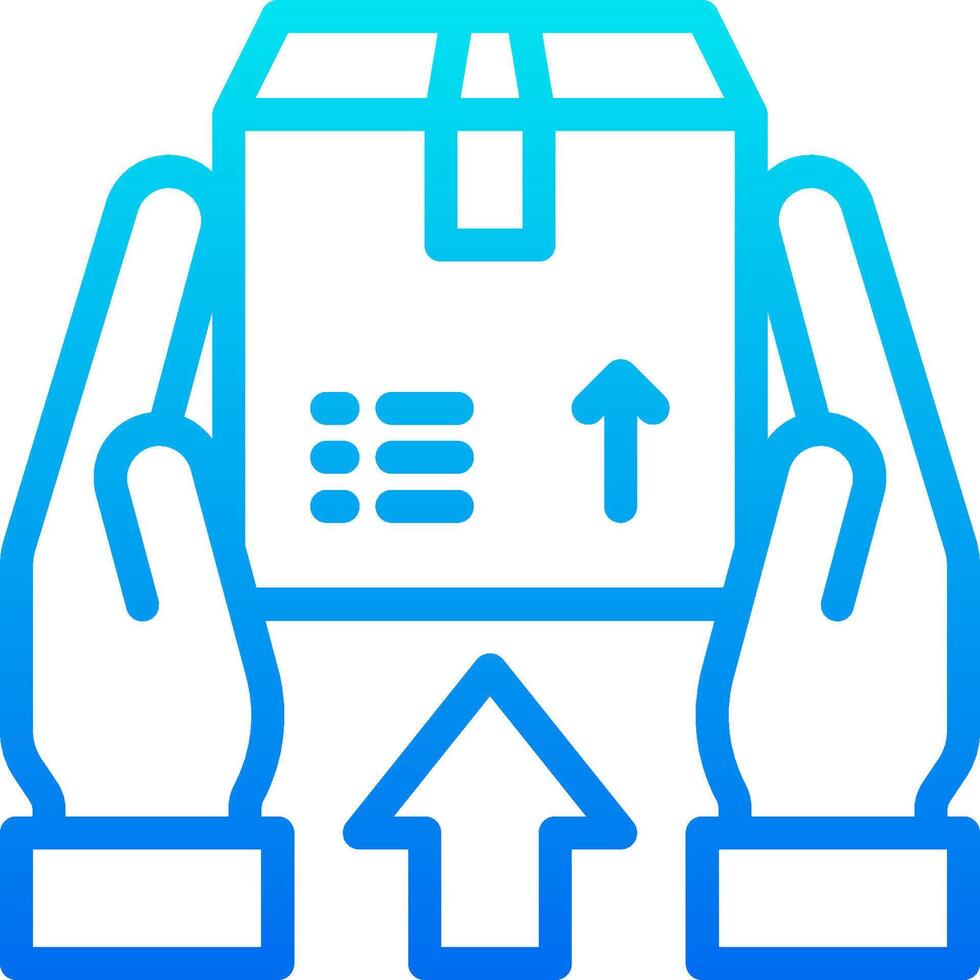 A hand holding a box with an arrow pointing up vector