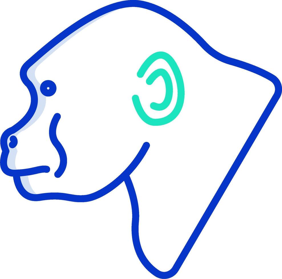 A blue and green outline of a monkey's head vector