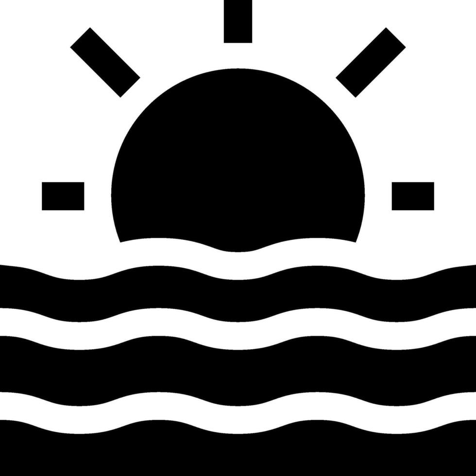 A black and white image of a sun over the ocean vector