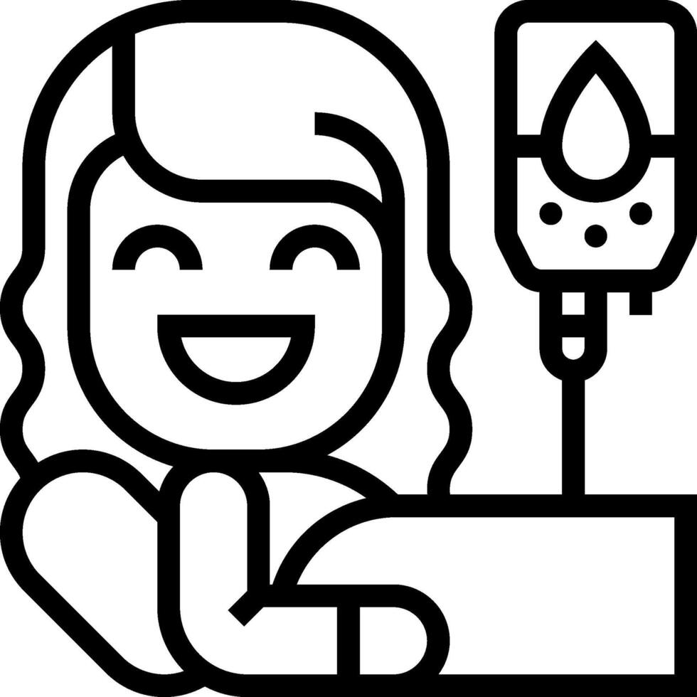 A woman is holding a drip and smiling vector