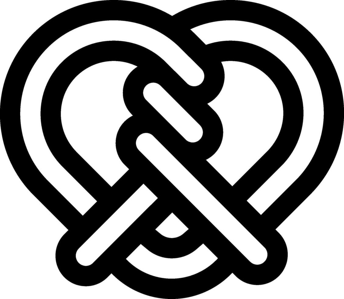 A black and white heart shaped knot vector
