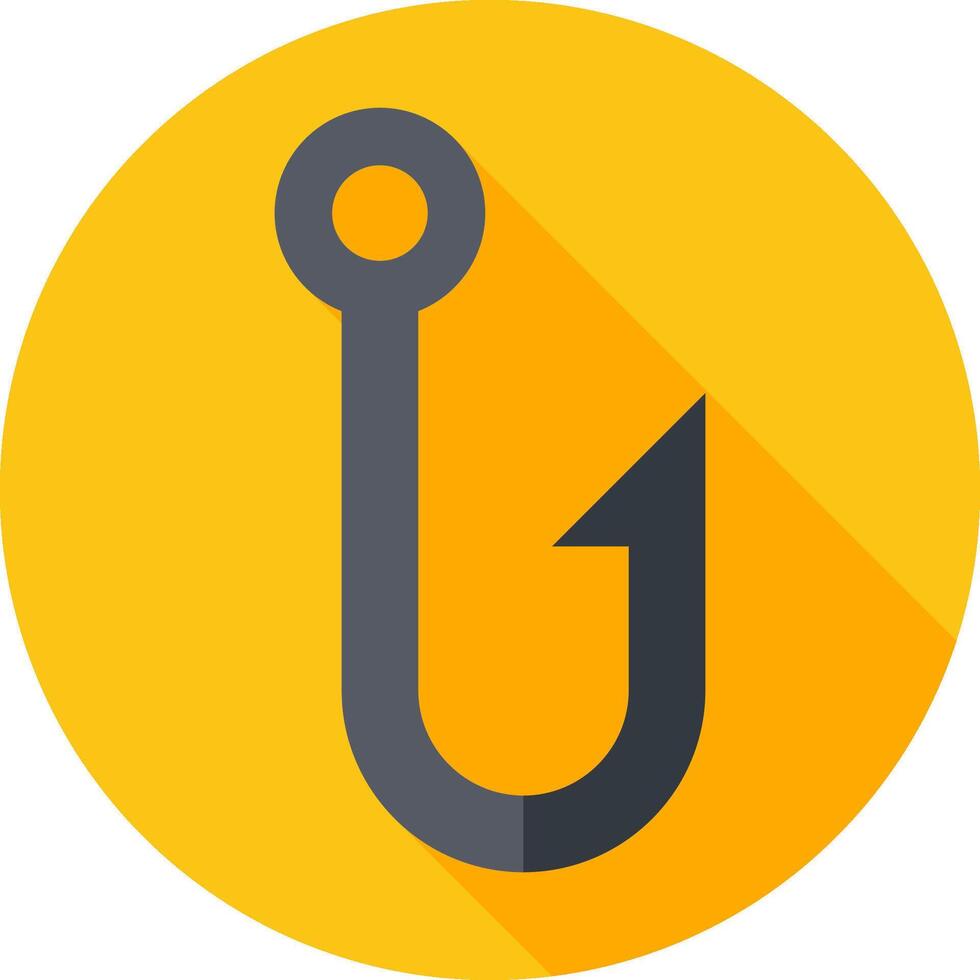 A fishing hook icon on a yellow circle vector