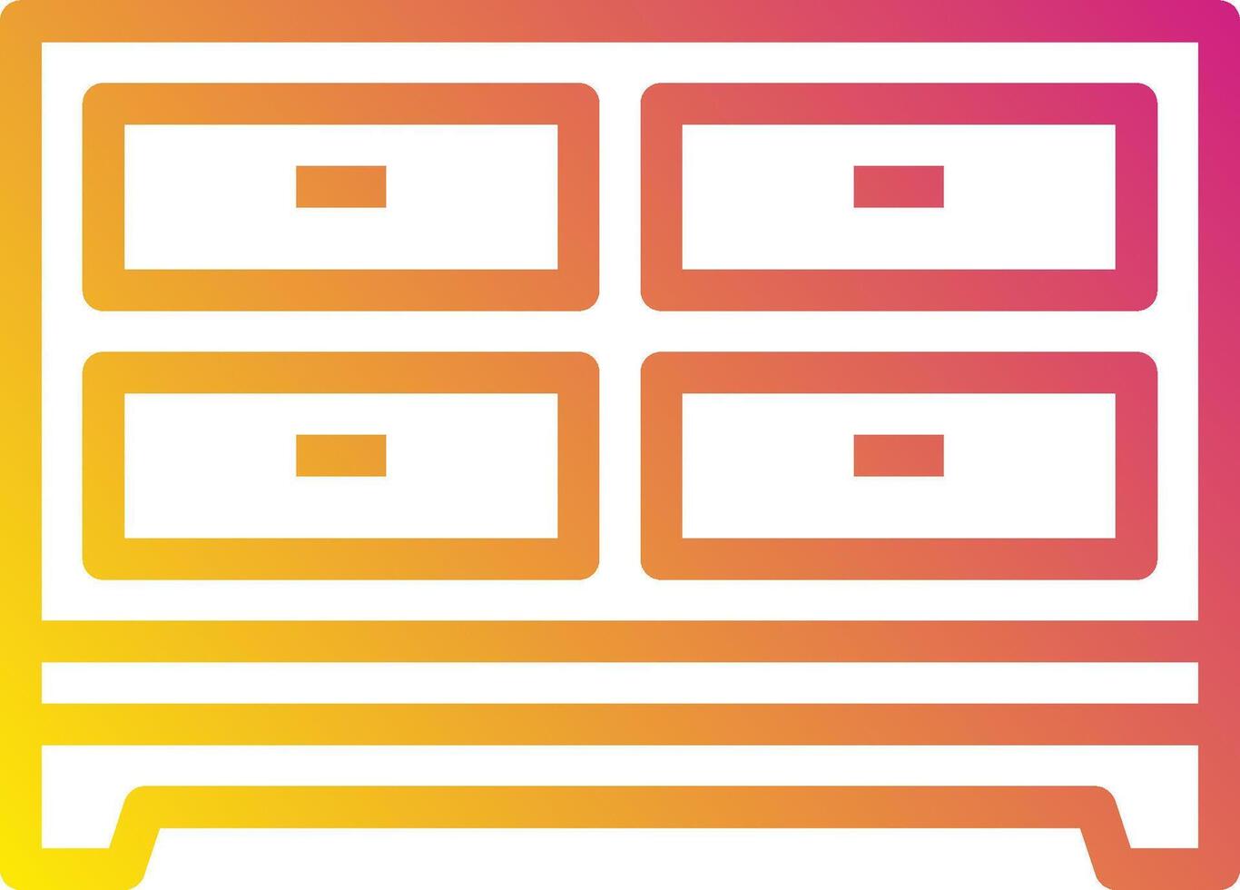 A colorful and flat icon of a dresser vector
