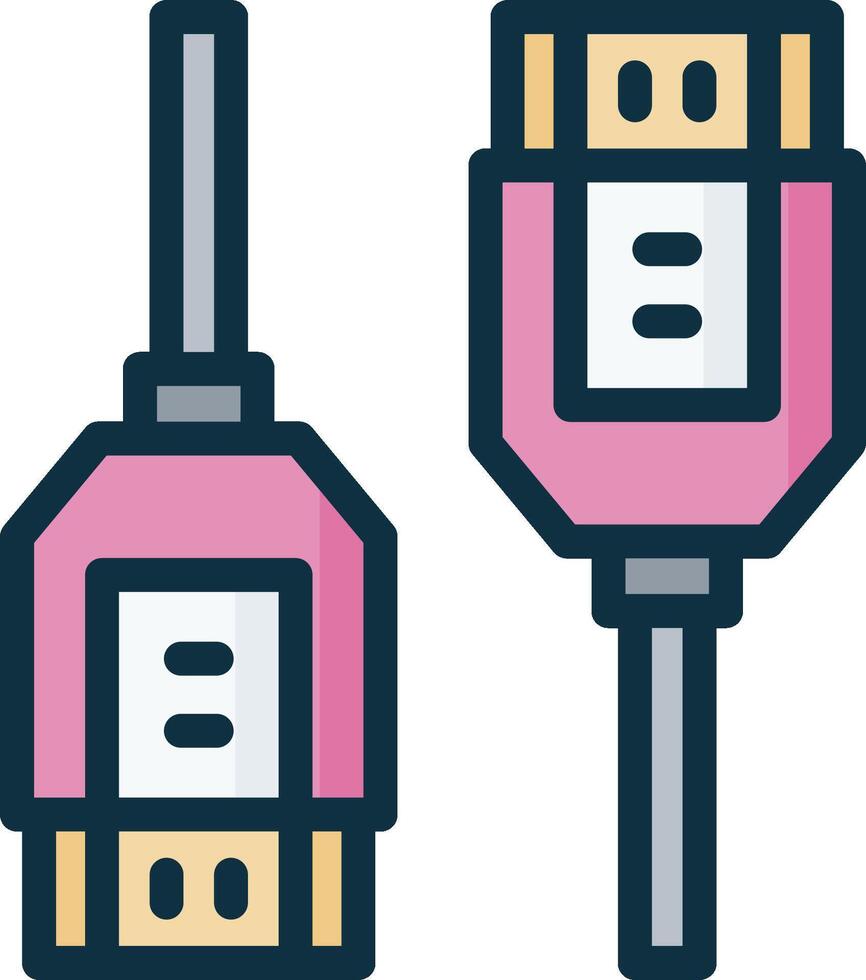 Two pink and white usb cables with the word b on them vector