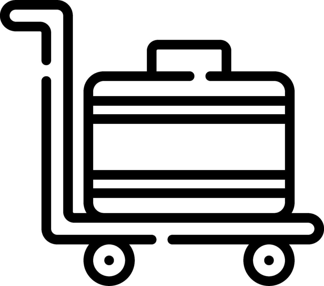 A black and white image of a cart with a bag on it vector