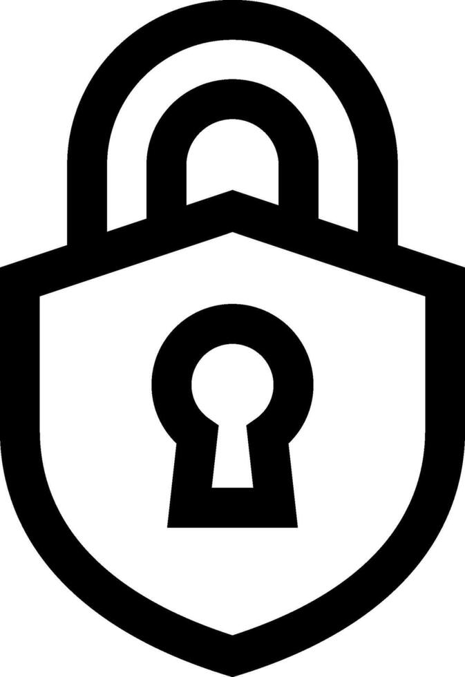 A black and white logo of a lock with a keyhole vector