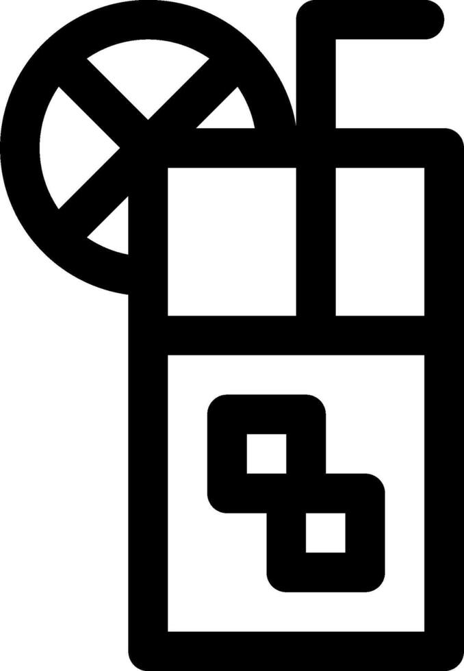 A black and white icon of a drink with a straw vector