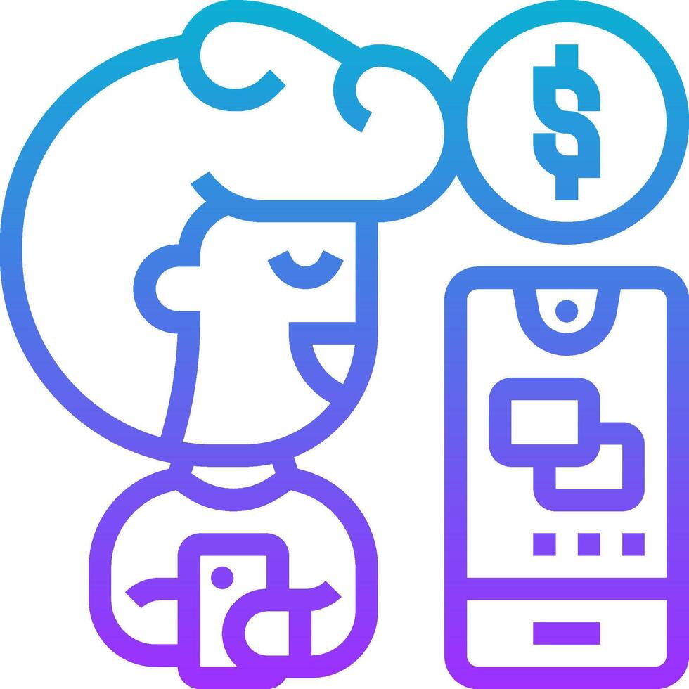 A man holding a phone and a dollar sign vector