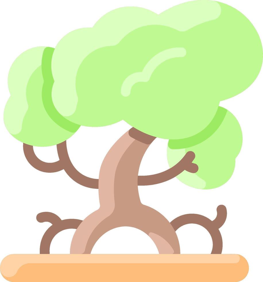 A cartoon tree with a green trunk and leaves vector