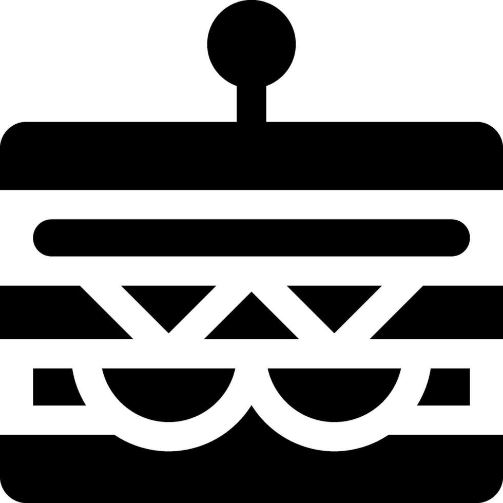 A black and white icon of a hamburger vector