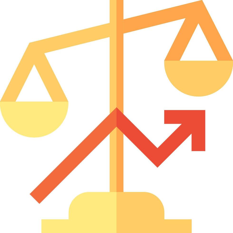 An icon of a balance scale with an arrow going up vector