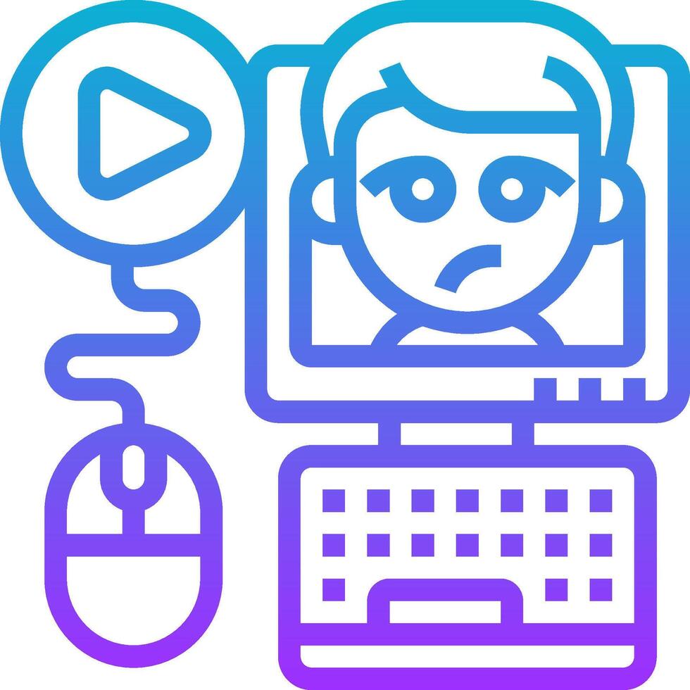 A computer with a person looking at a vector
