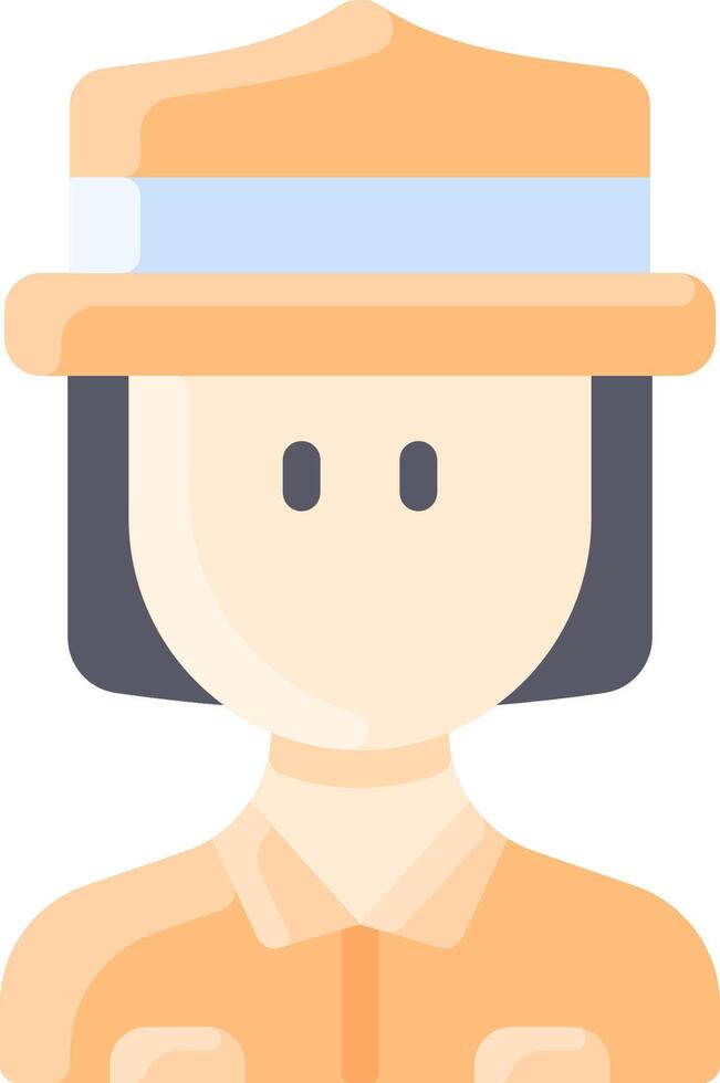 A woman wearing a hat and a blue shirt vector