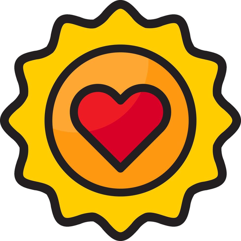 A heart icon in a sunburst vector