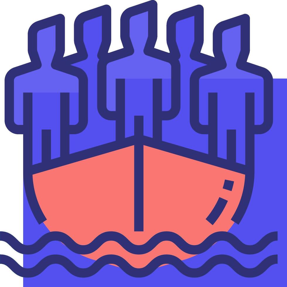 A boat with people on it and a blue background vector