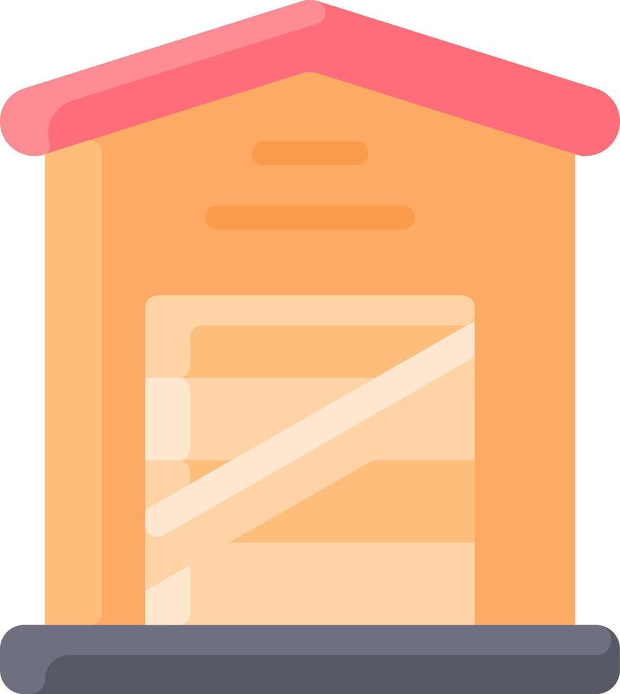 A small house with a pink roof and a pink door vector