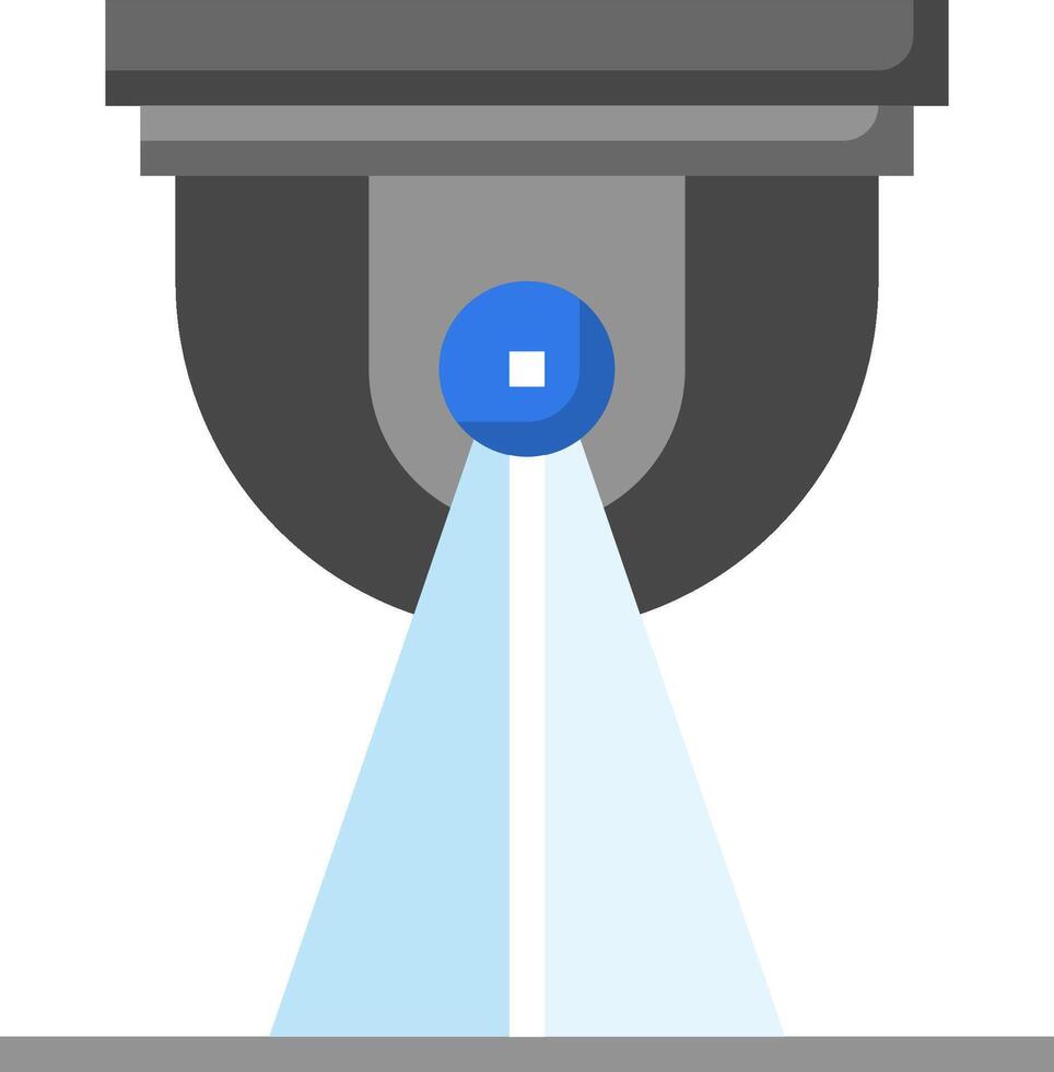 A flat icon of a camera with a blue light vector