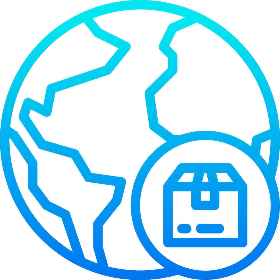 A globe with a box on it and a blue line vector