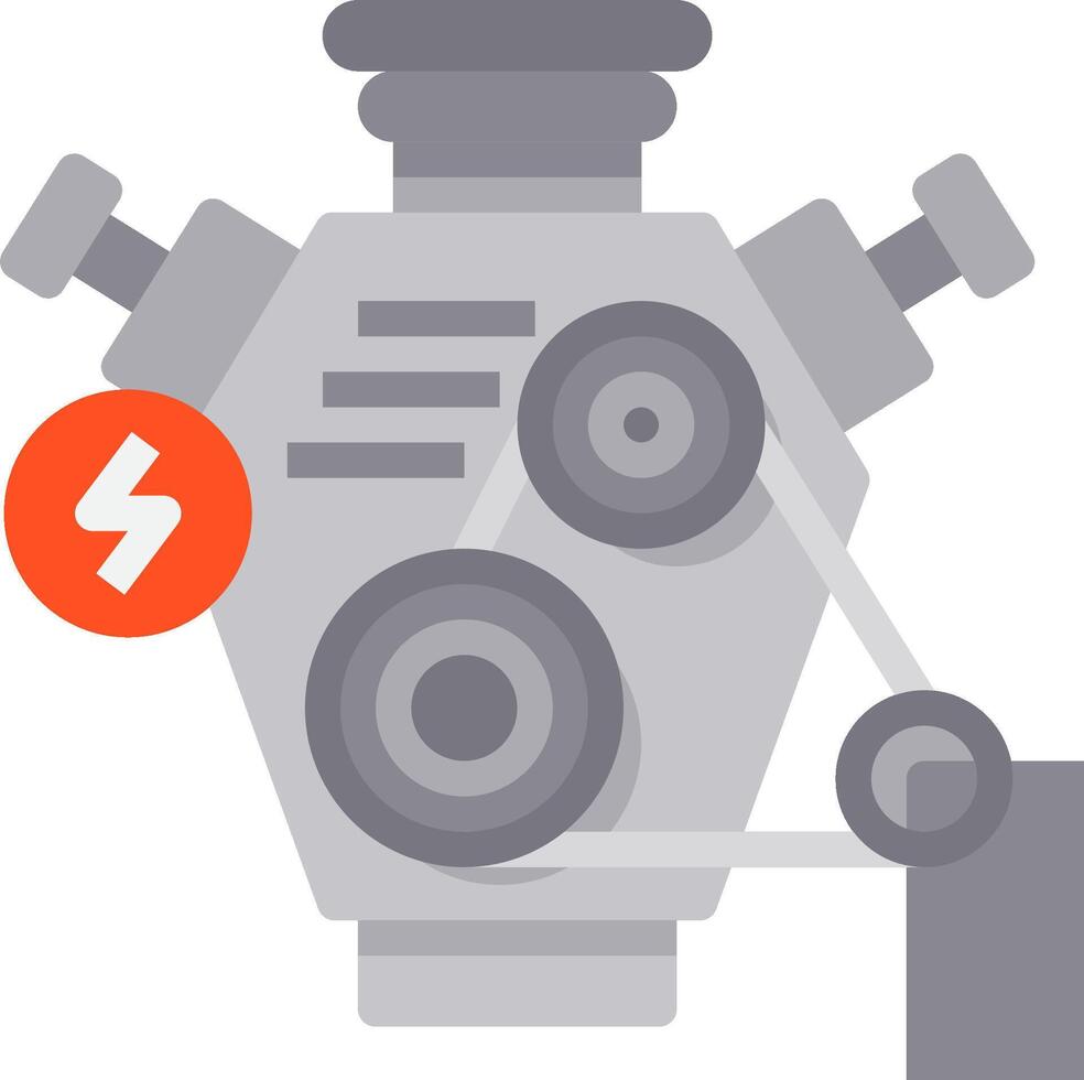 A car engine with a red arrow pointing to it vector