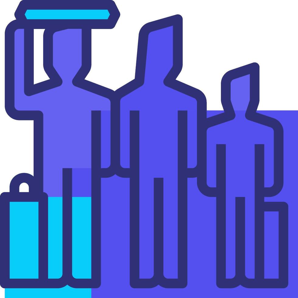 A group of people standing in front of a blue background vector