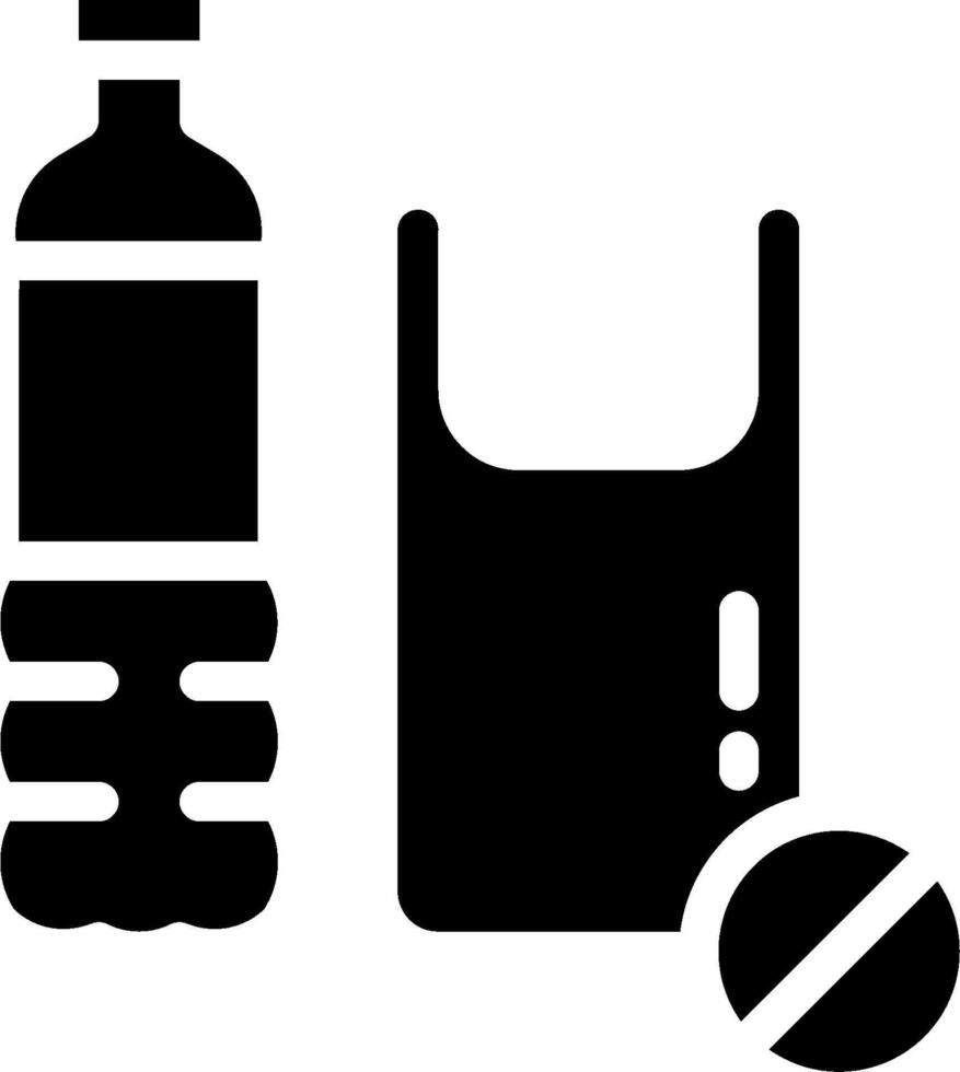 A black and white image of a plastic bag and a bottle vector