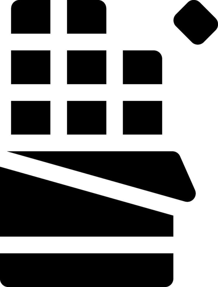 A black and white icon of a box with a square vector