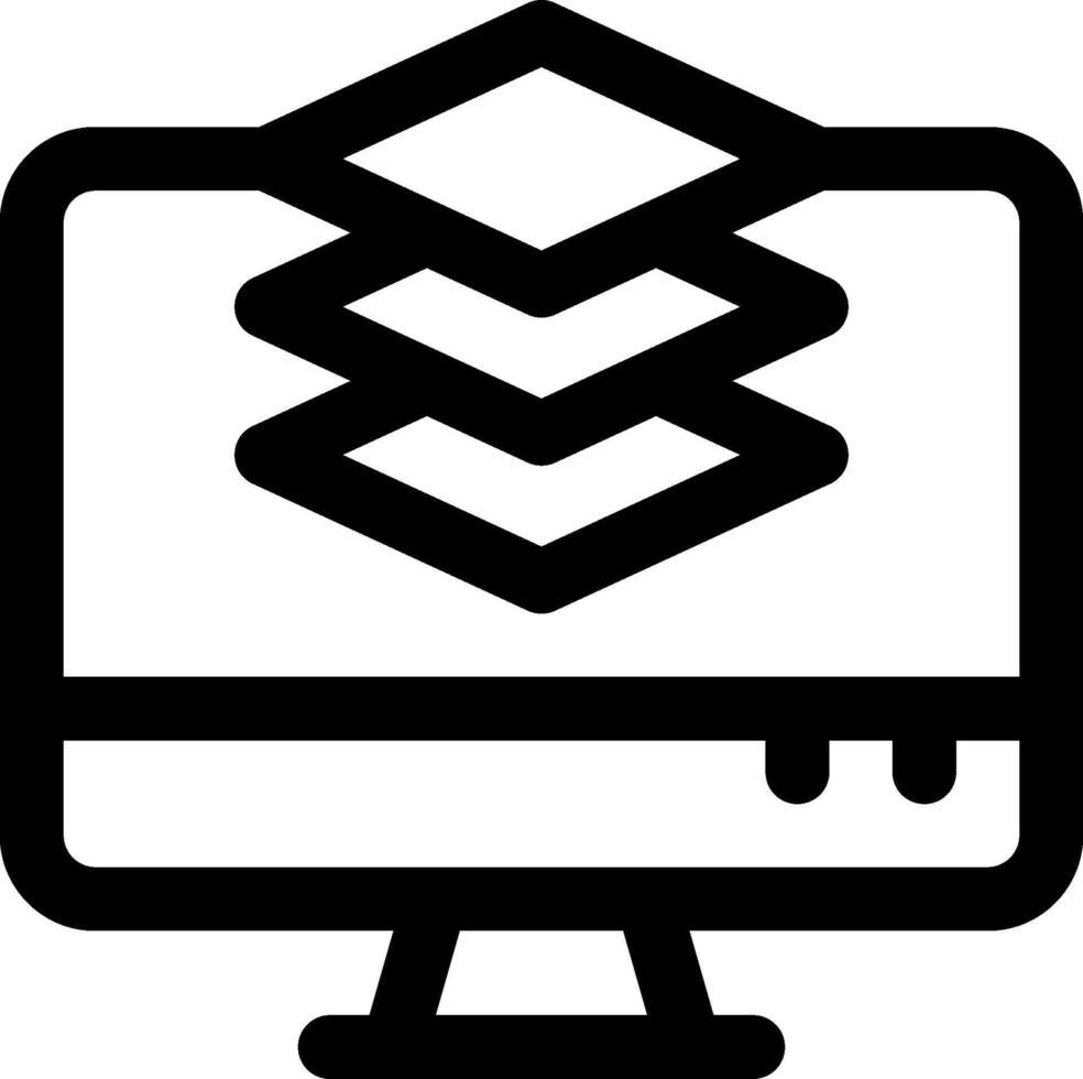 A computer monitor with a stack of paper on it vector