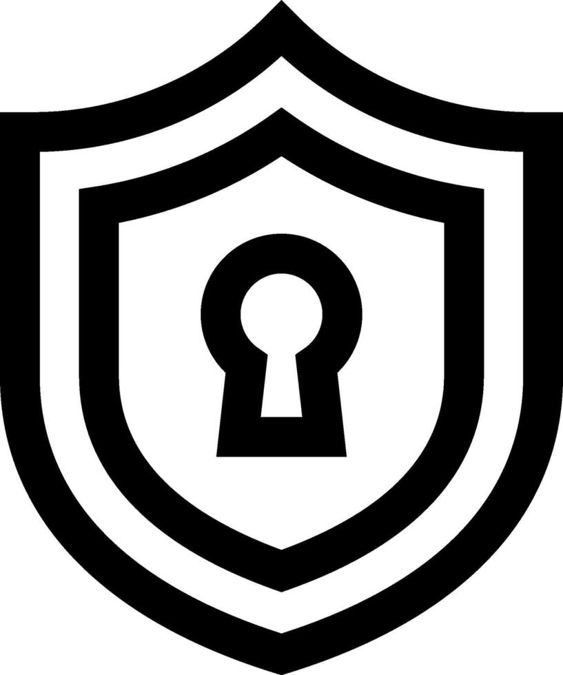 A black and white shield with a keyhole vector