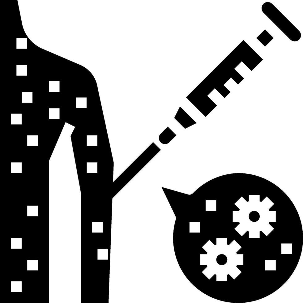A black and white illustration of a man holding a syringe vector