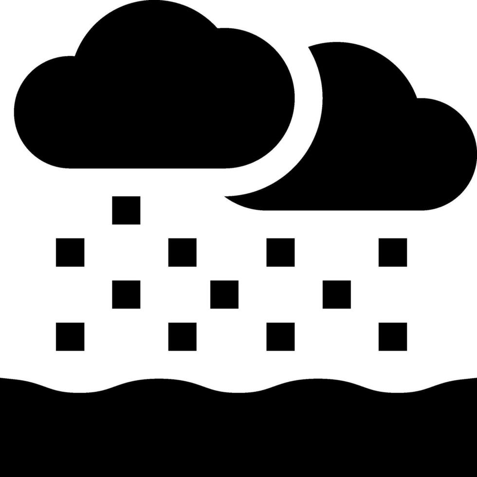 A black and white icon of rain and clouds vector