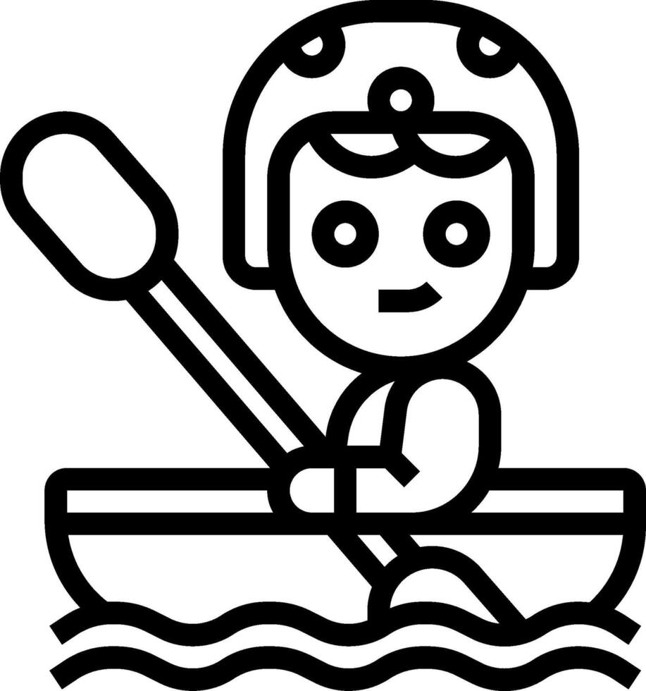 A boy in a canoe with a helmet on vector
