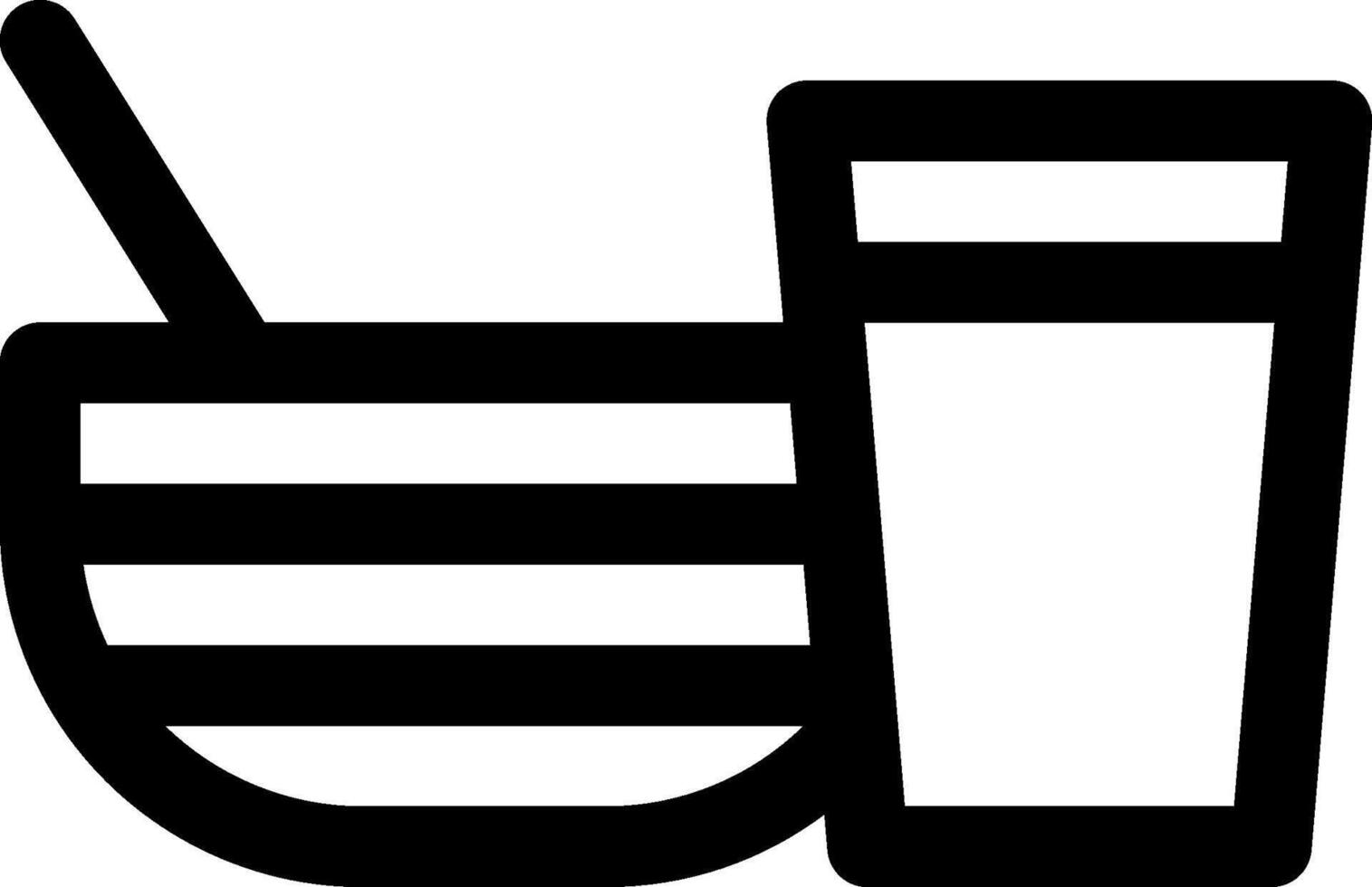 A black and white image of a bowl and spoon vector