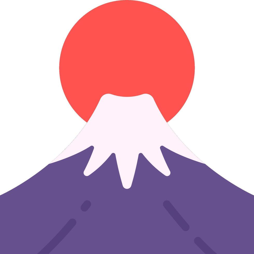 An illustration of a mountain with a red sun vector