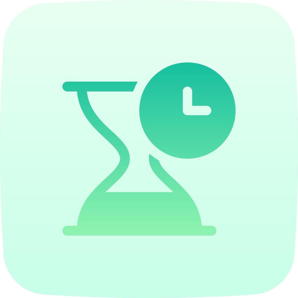 A green hourglass icon with a clock on it vector