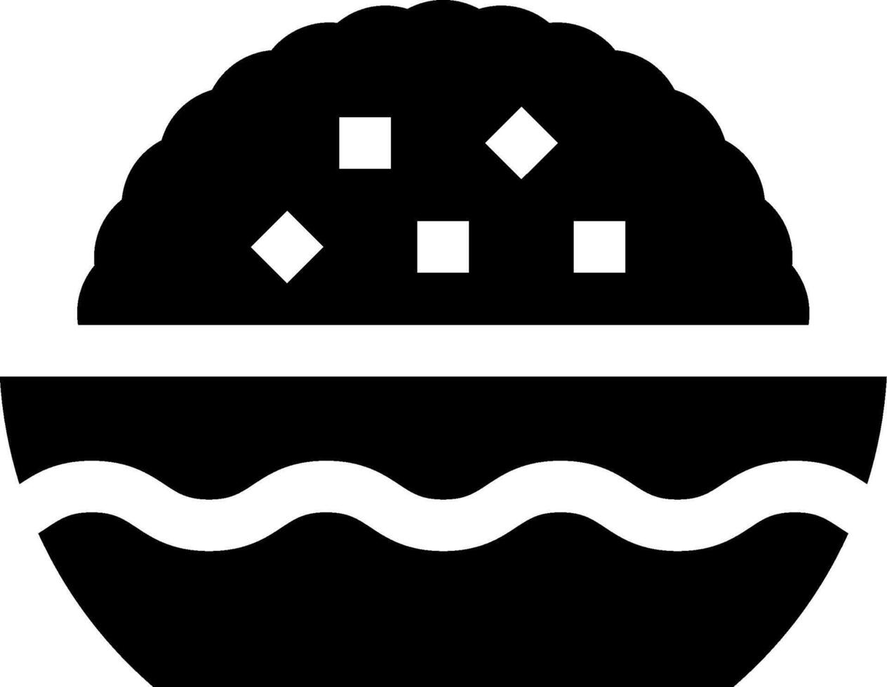 A black and white image of a bowl with rice vector