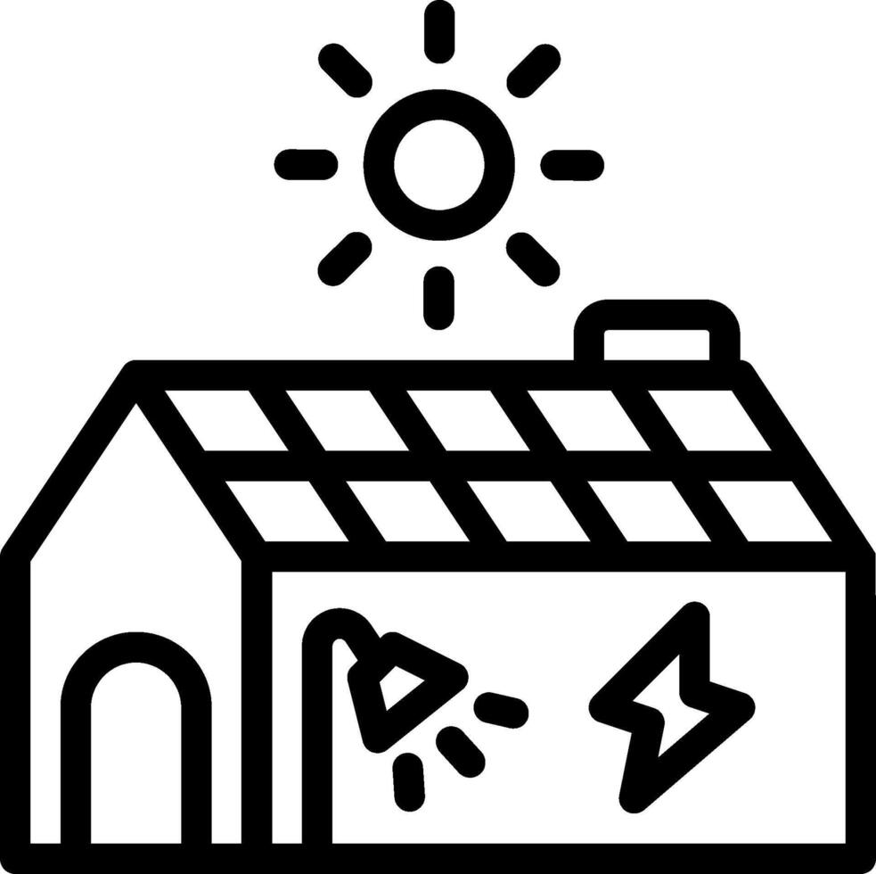 A solar panel on a house with a sun vector