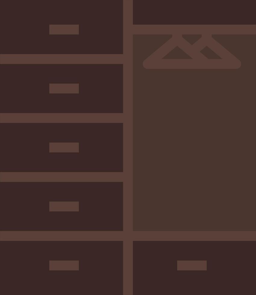 A brown dresser with a hanger and clothes vector