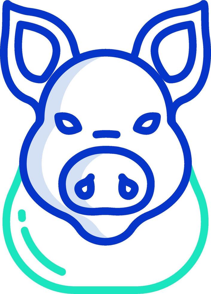 A pig head icon with a blue background vector