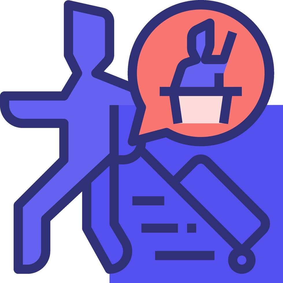 A man with a suitcase and a speech bubble vector
