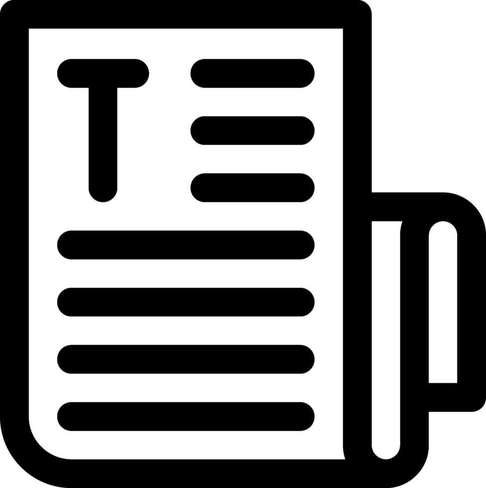 A newspaper icon with a black outline vector