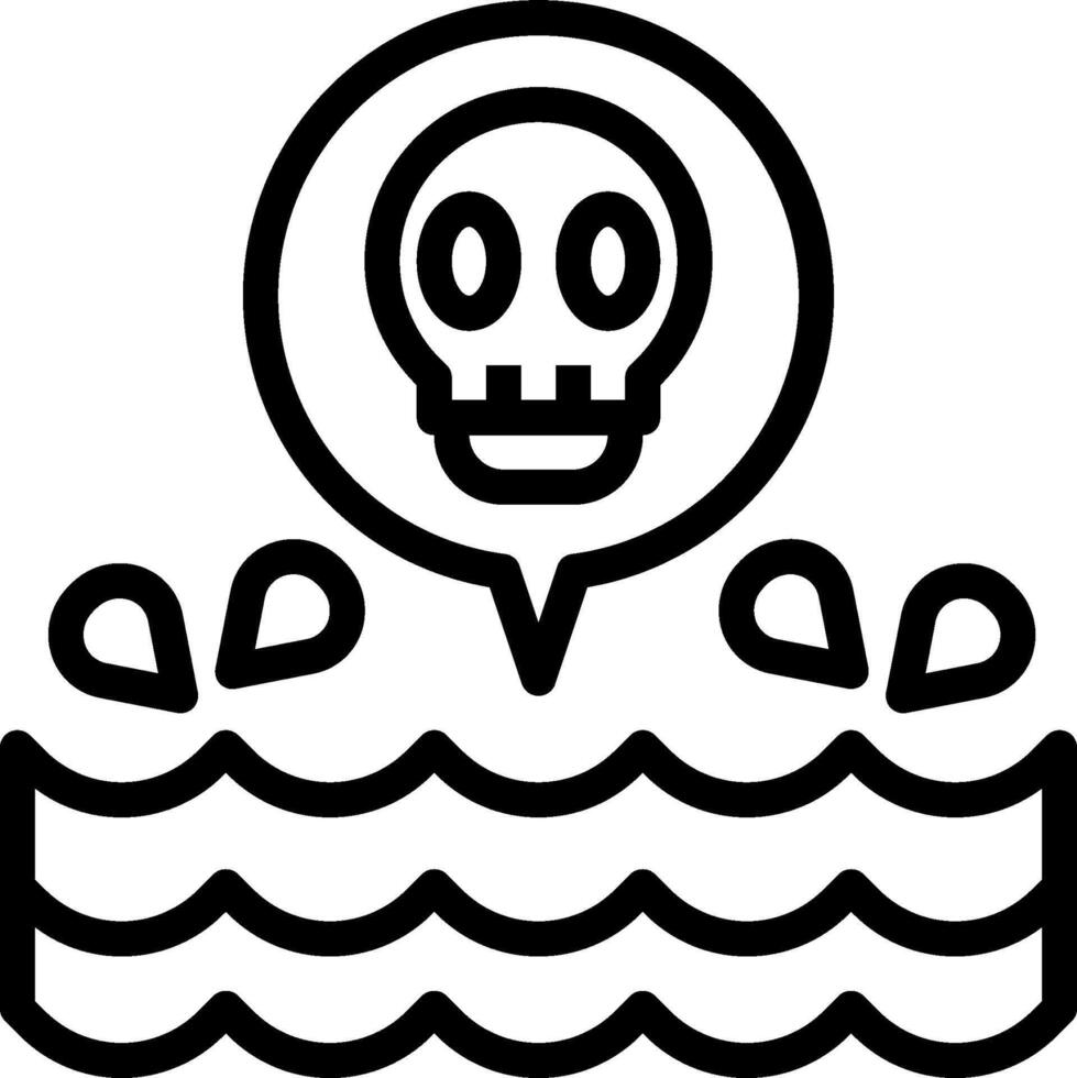 A black and white image of a skull in the water vector