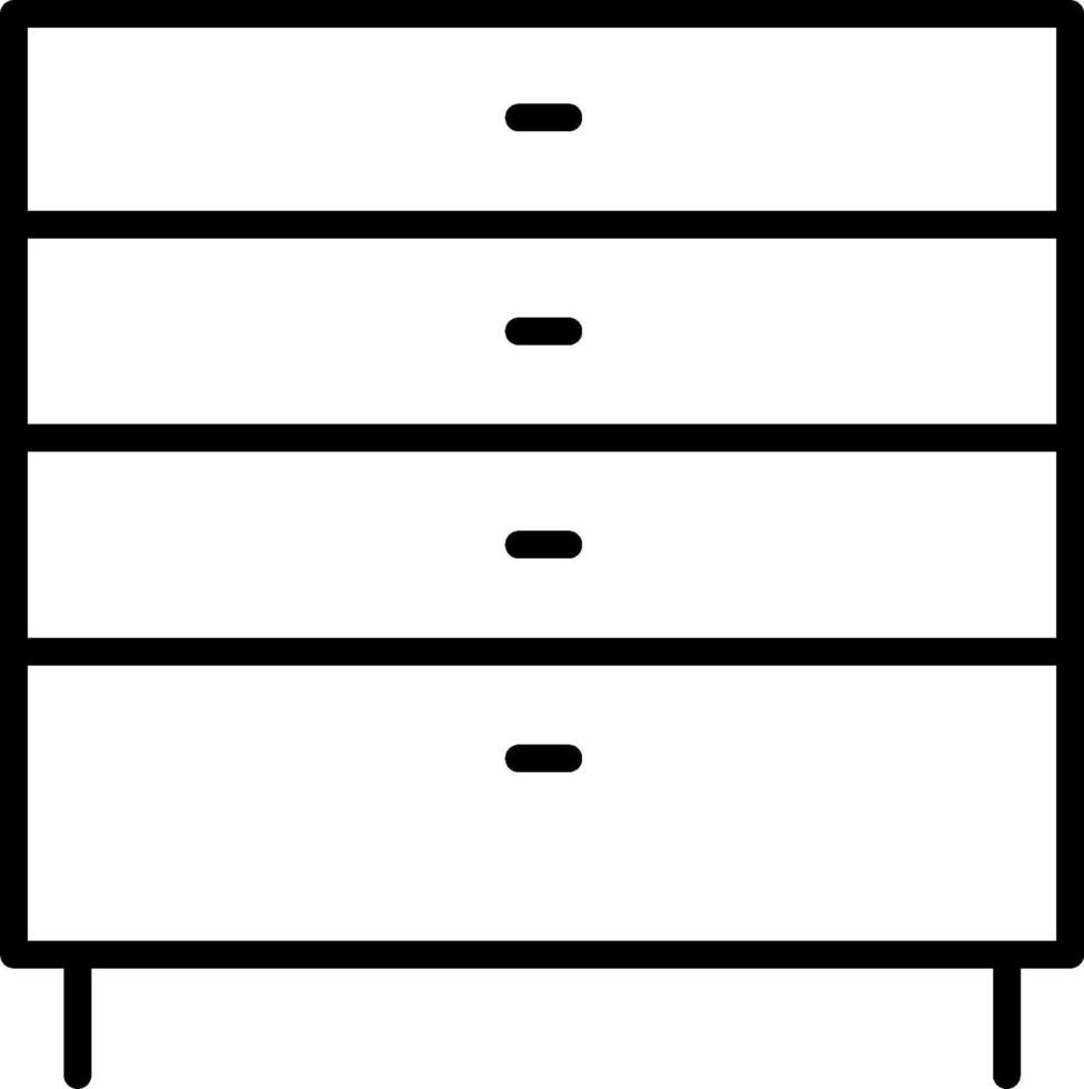 A black and white drawing of a dresser vector