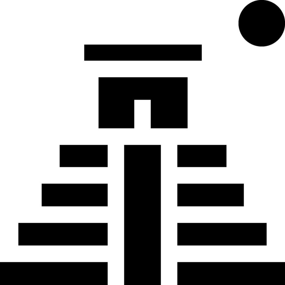 The pyramid of the sun is shown in black and white vector