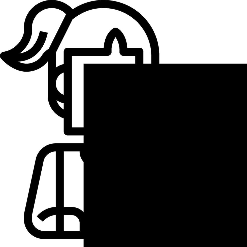 A black and white image of a woman holding a blank piece of paper vector