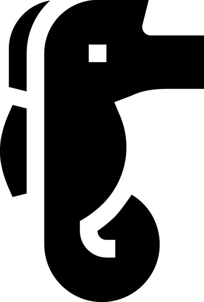 A black and white logo of a seahorse vector